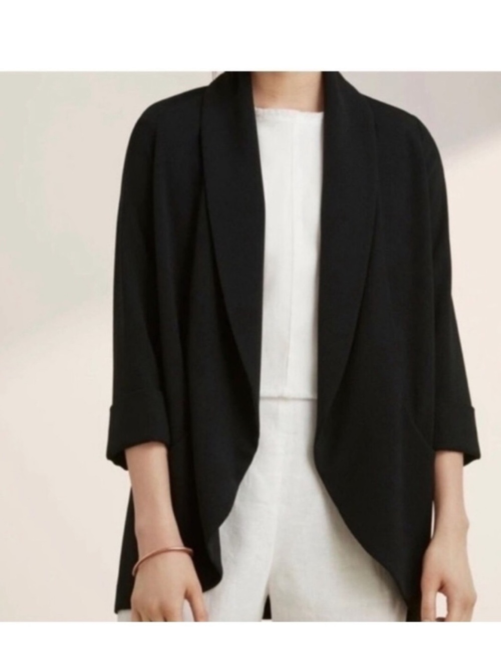Aritzia Wilfred Chevalier Open Front Blazer Japanese Crepe Fabric Black Size 00